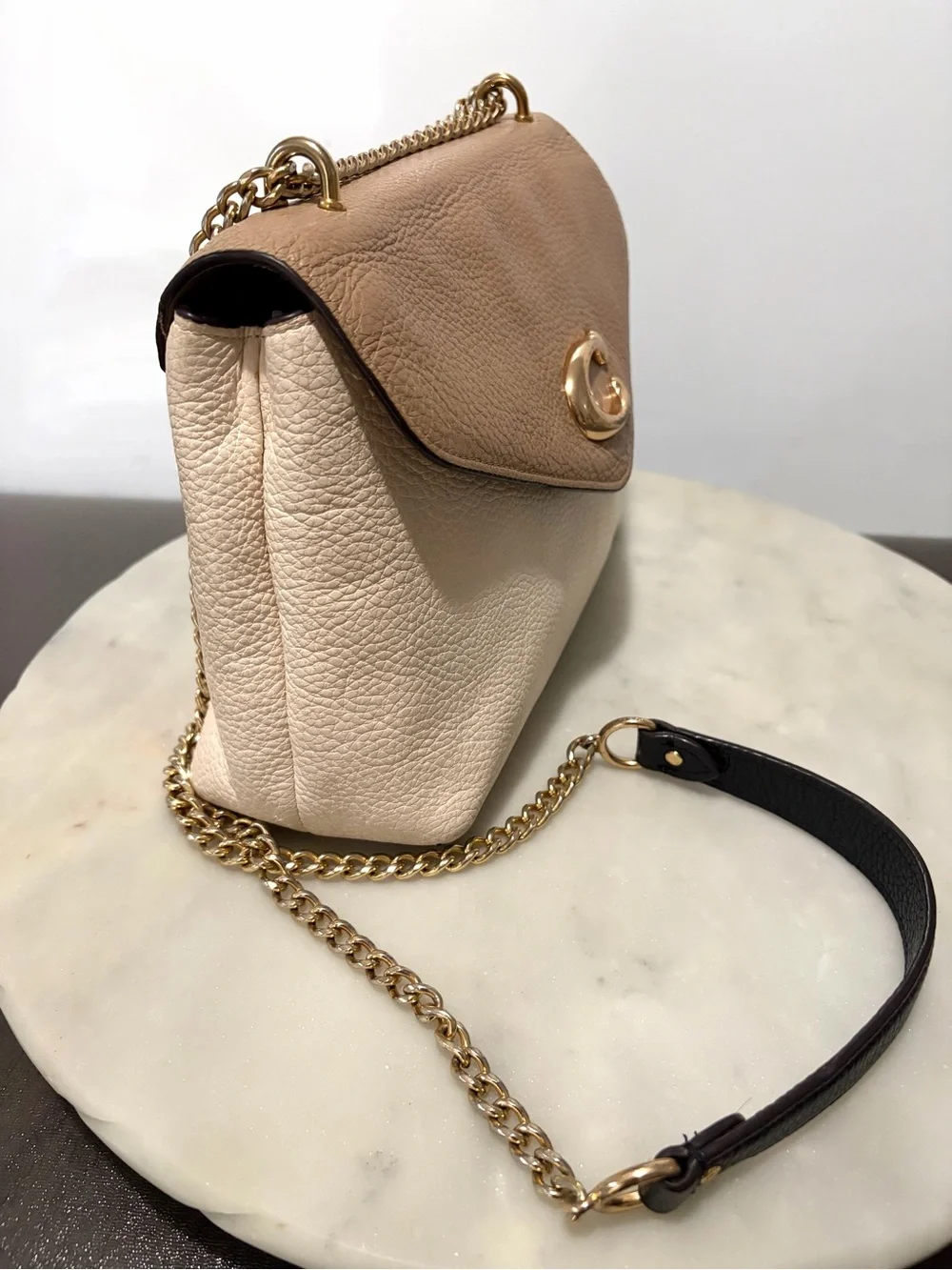 COACH TAMMIE Shoulder Bag C6786 Chain Crossbody Pebble Leather Handbag Purse
